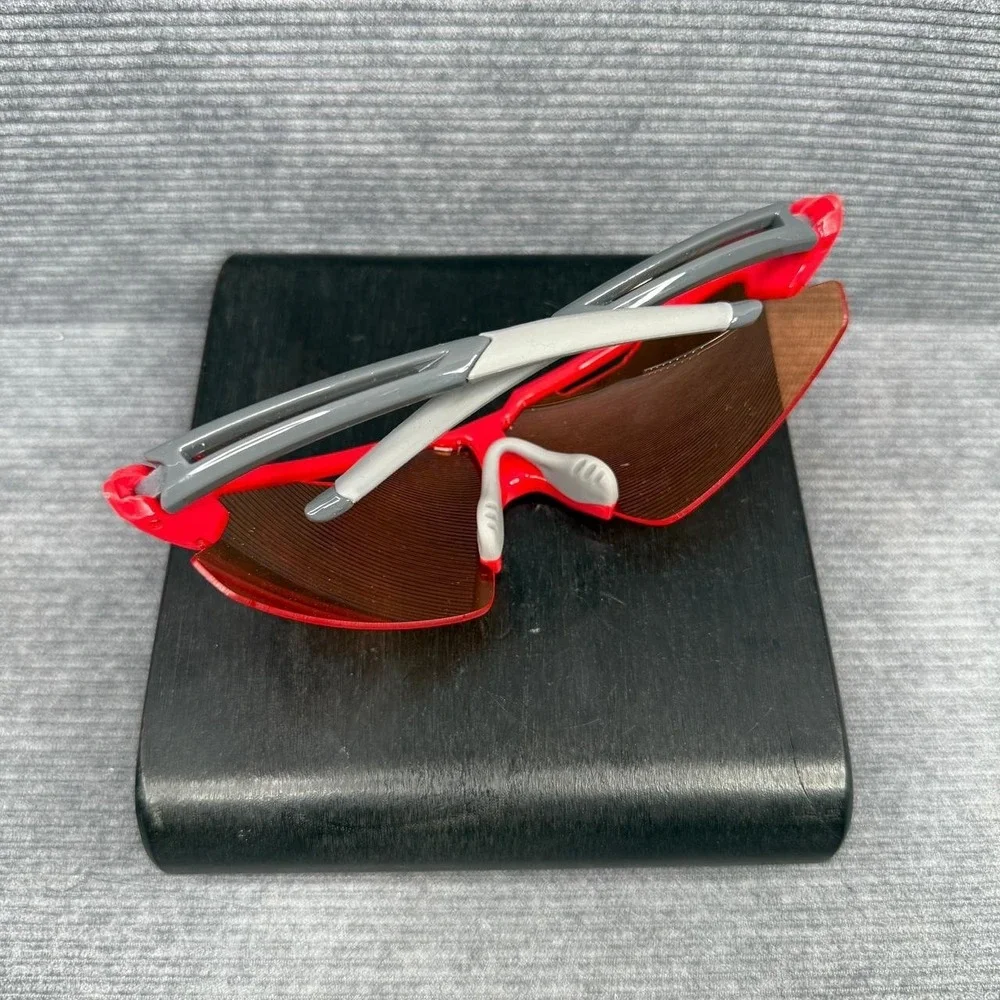 Crivit SP-1482 Cycling Sport Sunglasses Red Grey with Interchangeable Lenses Cas